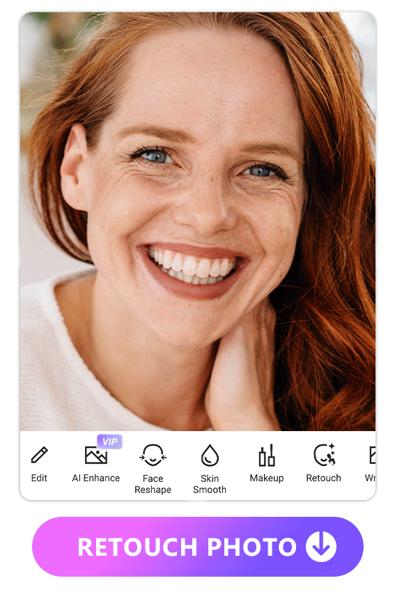 a UI image of a woman edited with Vivid Glam's features to look younger
